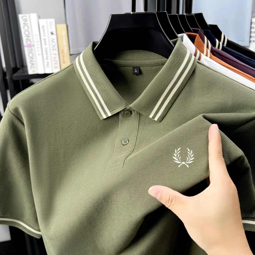 Luxury brand 100% cotton short sleeve men's polo shirt summer high-end fashion classic embroidery business casual golf T-shirt