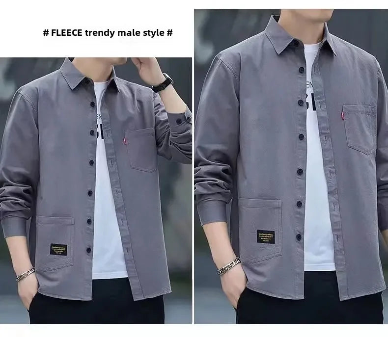 New Loose-fit Casual Men's Long Sleeve Vintage Japanese Shirt Jacket Spring Autumn Shirt Underwear