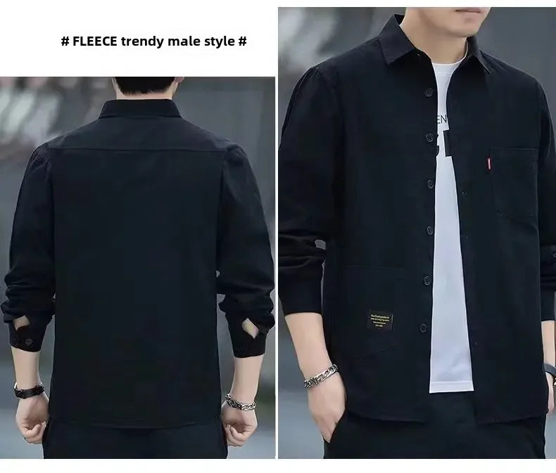 New Loose-fit Casual Men's Long Sleeve Vintage Japanese Shirt Jacket Spring Autumn Shirt Underwear