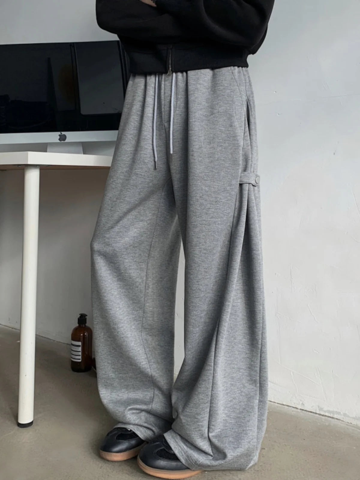 ey Deconstructed Spor Men's Sweatpants Casual Loose Wide Leg Long Trousers American Street Sle Autumn Winter Heavyweight