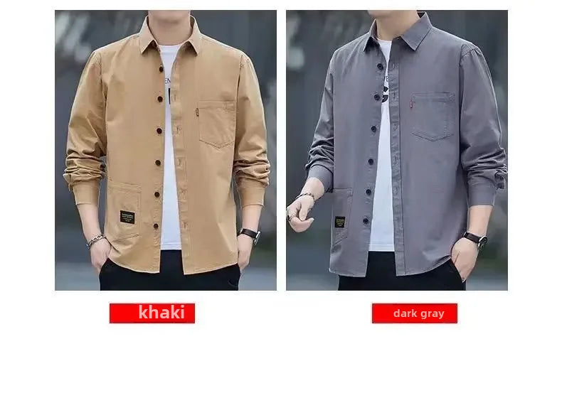 New Loose-fit Casual Men's Long Sleeve Vintage Japanese Shirt Jacket Spring Autumn Shirt Underwear