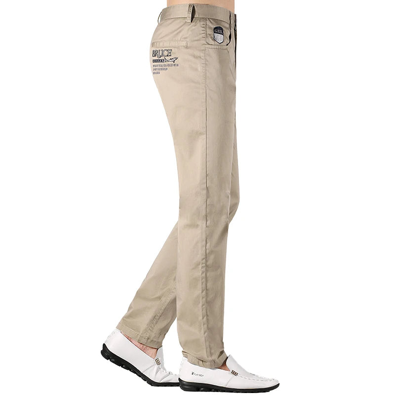 Bruce&Shark Autumn Winter Men's Pants Thicken Fashions Casual Straight Men's Trousers 98%Cotton 2%Spandex Stretch Cosy Fabric