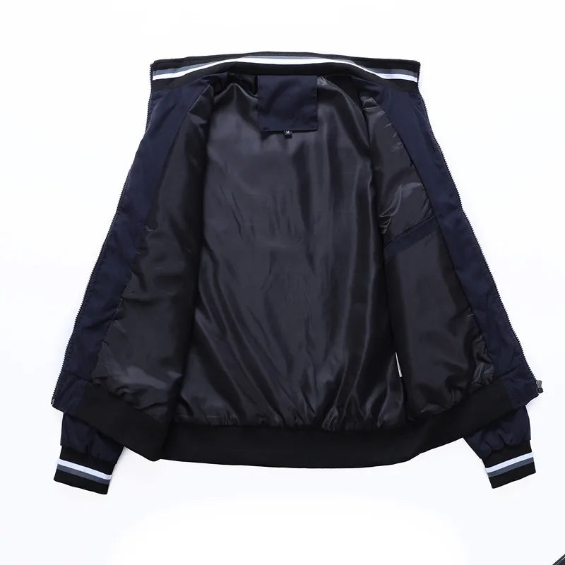 Autumn and Winter Men's Stand Collar Casual Zipper Jacket Outdoor Sports Coat Windbreaker Jacket for Men Waterproof Bomber
