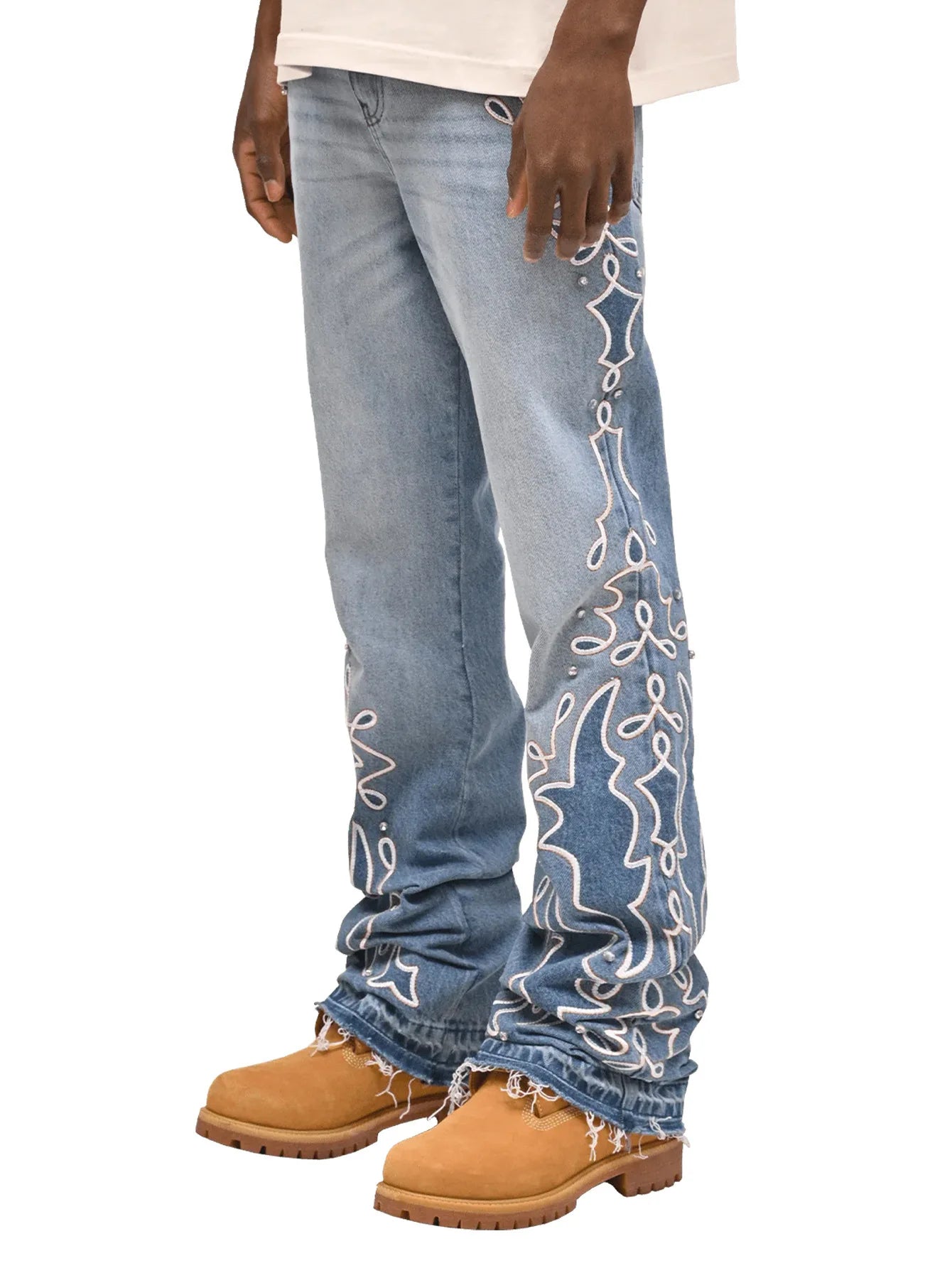 Men's Jeans 2025 Streetwears Straight Jeans Full Length Denim Pants Slight Strech Embroidery Loose Fashion Embroidery  Man Jeans