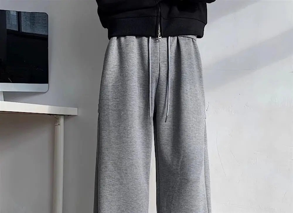 ey Deconstructed Spor Men's Sweatpants Casual Loose Wide Leg Long Trousers American Street Sle Autumn Winter Heavyweight