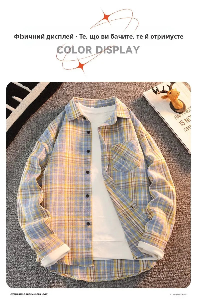 Long Sve Men's irt 2025 Spring New Sle Cool Retro Japanese id Large Size Collar irt Jaet Stand Fit Youth Faion