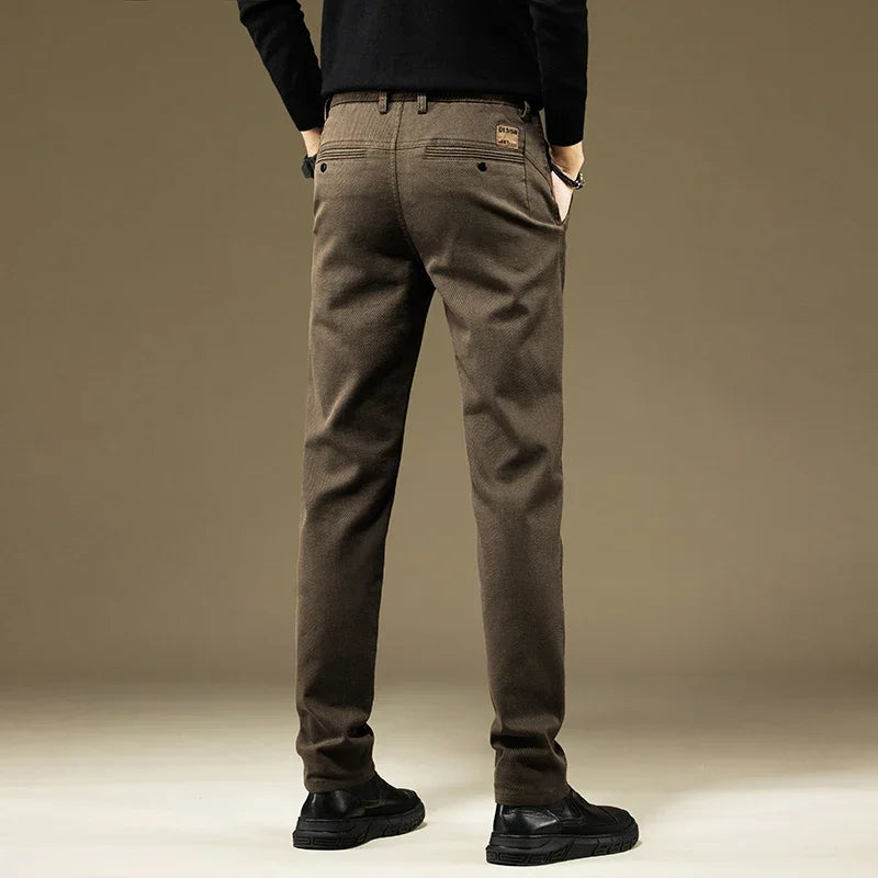 KUBRO Men's Pants Casual Cotton Solid Color Spring Autumn Straight Business Work Pants High Quality Fashion Black Grey Trousers