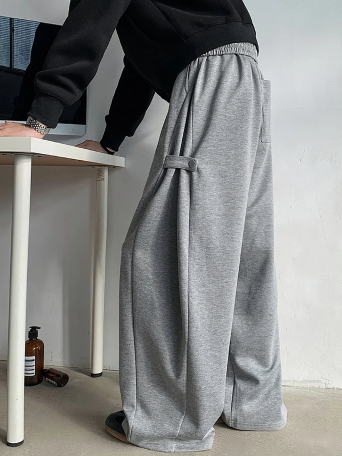 ey Deconstructed Spor Men's Sweatpants Casual Loose Wide Leg Long Trousers American Street Sle Autumn Winter Heavyweight