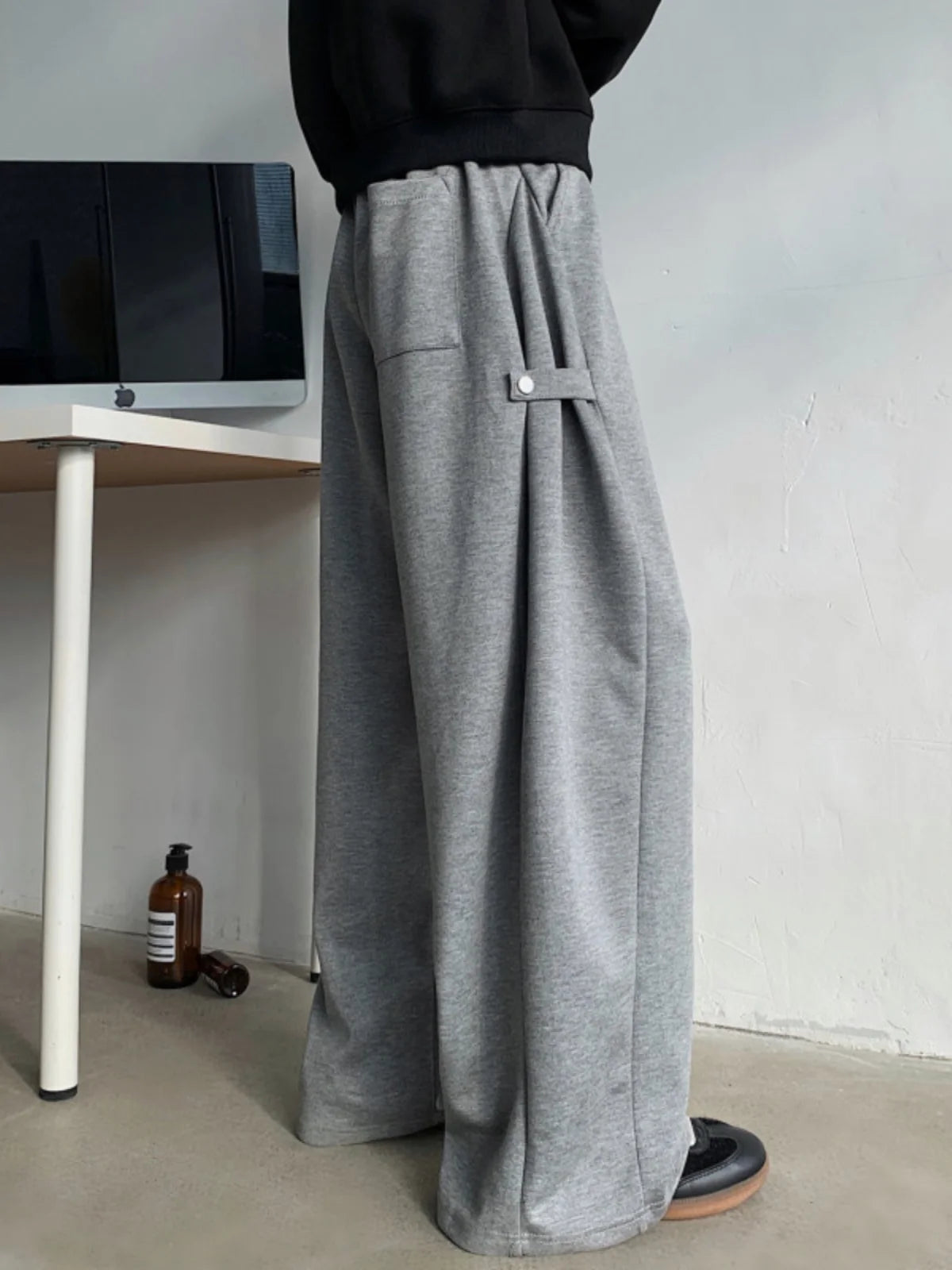 ey Deconstructed Spor Men's Sweatpants Casual Loose Wide Leg Long Trousers American Street Sle Autumn Winter Heavyweight