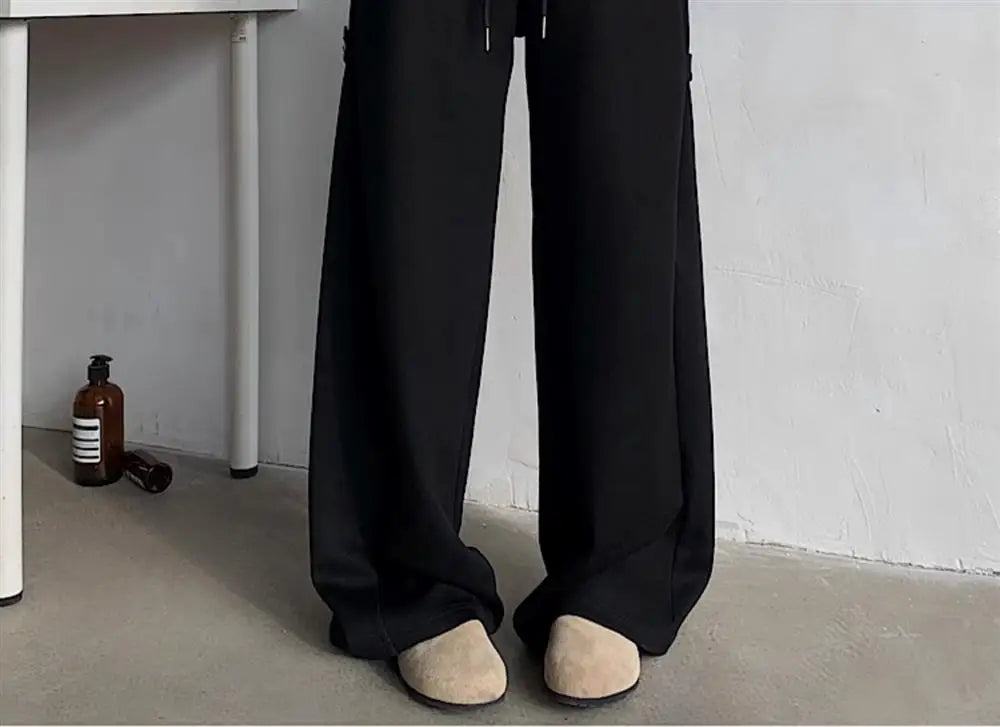 ey Deconstructed Spor Men's Sweatpants Casual Loose Wide Leg Long Trousers American Street Sle Autumn Winter Heavyweight