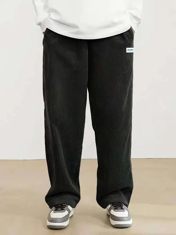 Men's corduroy loose European size hanging multi-functional casual straight leg pants, suitable for daily travel
