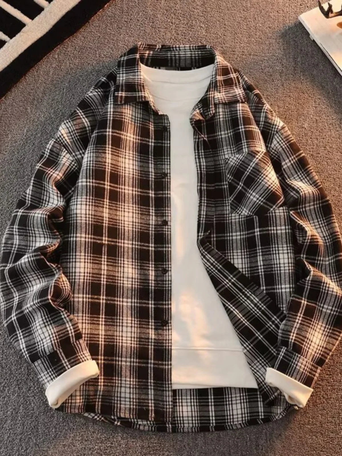 Long Sve Men's irt 2025 Spring New Sle Cool Retro Japanese id Large Size Collar irt Jaet Stand Fit Youth Faion