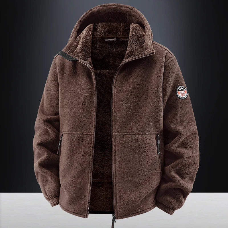 New men's winter jacket warm coat with fleece lining  Korean-style casual hooded coat  windproof suede coat  men's clothing top