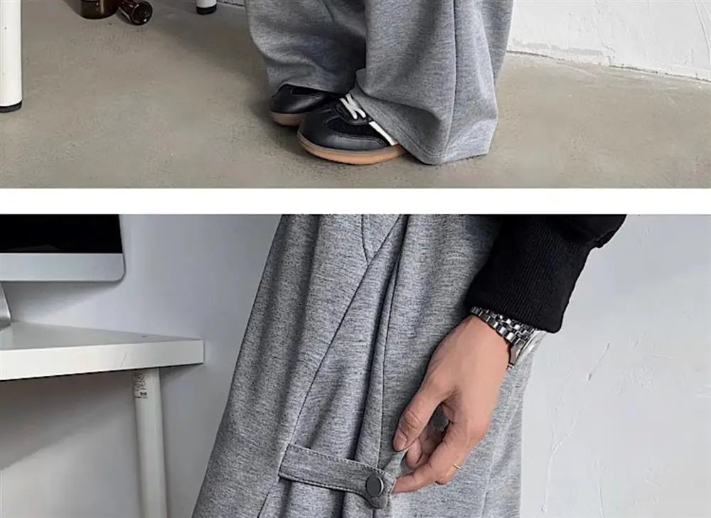 ey Deconstructed Spor Men's Sweatpants Casual Loose Wide Leg Long Trousers American Street Sle Autumn Winter Heavyweight