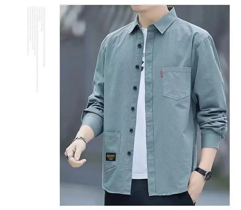 New Loose-fit Casual Men's Long Sleeve Vintage Japanese Shirt Jacket Spring Autumn Shirt Underwear