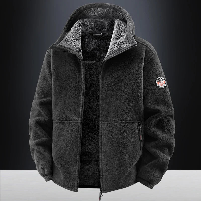 New men's winter jacket warm coat with fleece lining  Korean-style casual hooded coat  windproof suede coat  men's clothing top