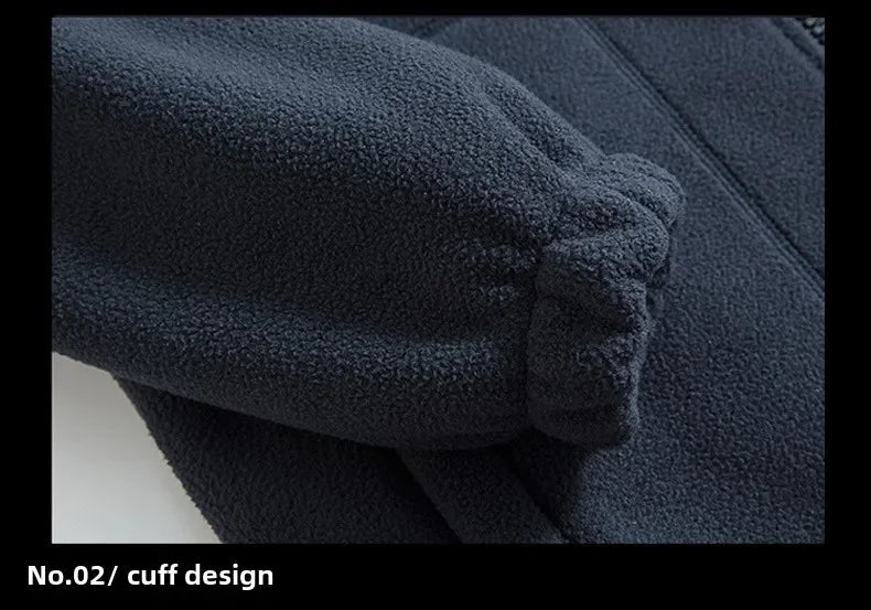 Winter Warm Fleece Jacket Men's Climbing Double Thickened Pocket Jacket Outdoor High Collar Windproof Ski Sweatshirt Coat Men