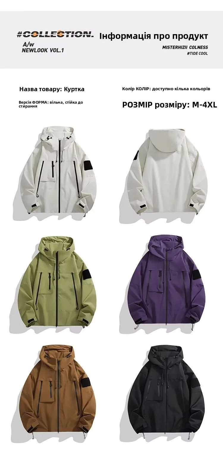Outdoor Men's Jaet Spring Autumn New Sle Loose Workwear Windproof Waterproof Coat Couple Outerwear Faion Urban Youth