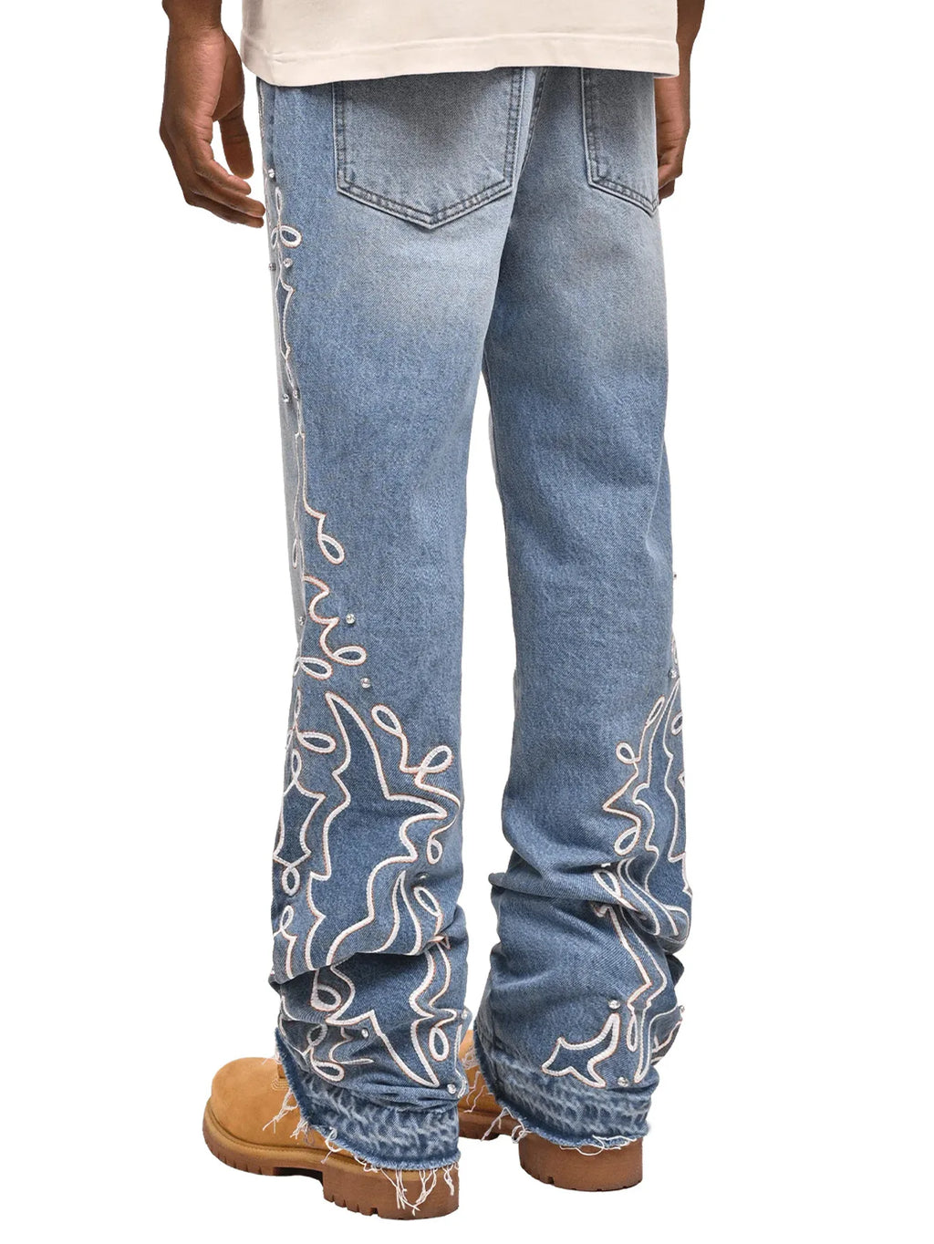 Men's Jeans 2025 Streetwears Straight Jeans Full Length Denim Pants Slight Strech Embroidery Loose Fashion Embroidery  Man Jeans