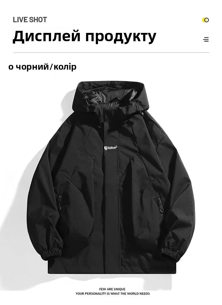 Outdoor Men's Jaet Spring Autumn New Sle Loose Workwear Windproof Waterproof Coat Couple Outerwear Faion Urban Youth
