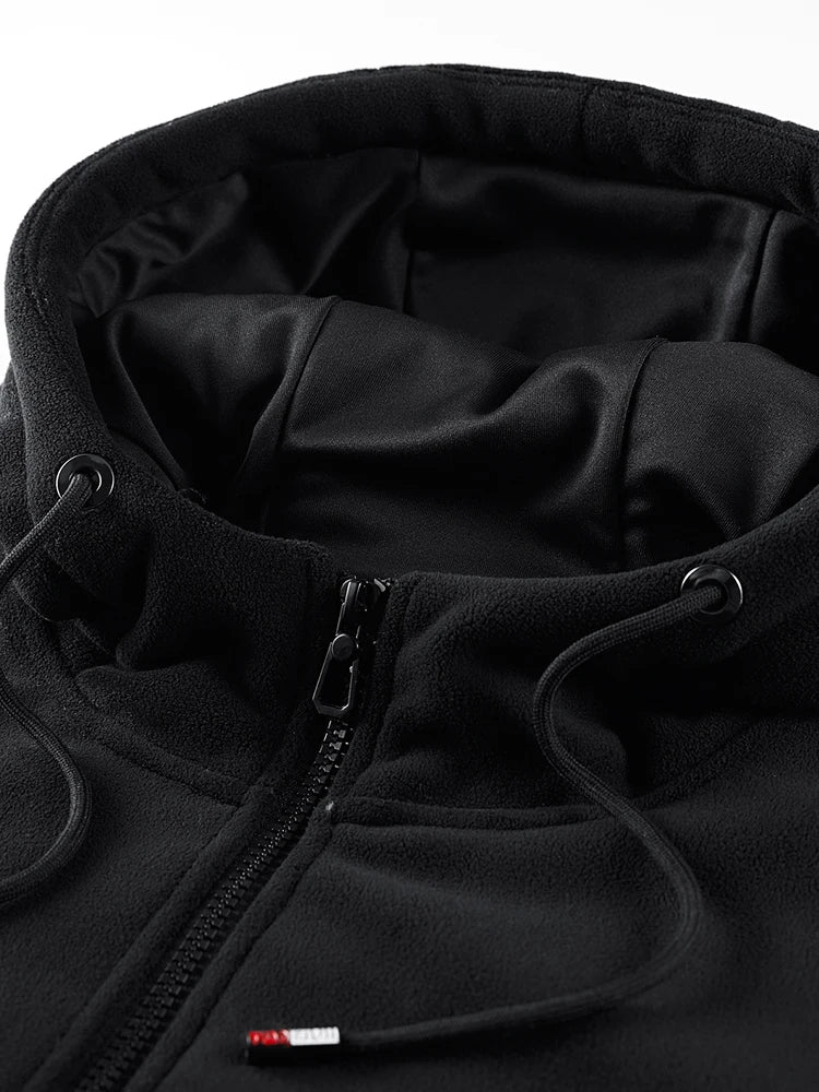 Men's Winter Fleece Jacket with Zip Pockets Classic Style Windproof Thickened Warm Hoody Coat Plus Size 6XL 7XL 8XL