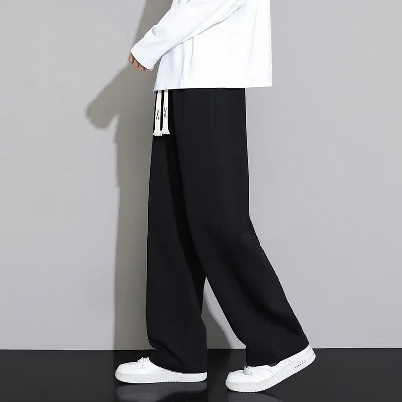 New Men's Casual Sports Pants Loose Elastic Waist Spring Autumn Versatile Straight Leg Long Trousers Comfortable Fit