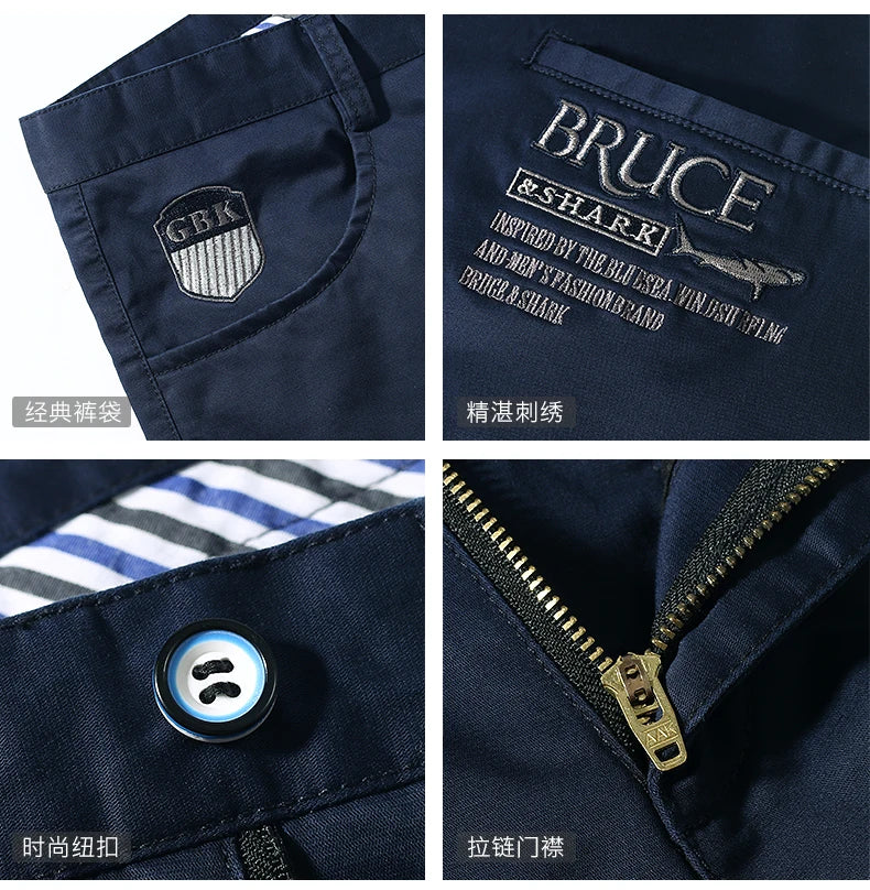 Bruce&Shark Autumn Winter Men's Pants Thicken Fashions Casual Straight Men's Trousers 98%Cotton 2%Spandex Stretch Cosy Fabric