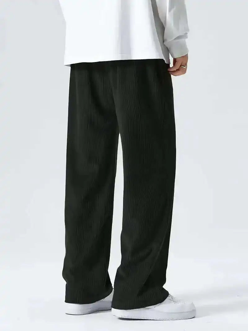 Men's corduroy loose European size hanging multi-functional casual straight leg pants, suitable for daily travel