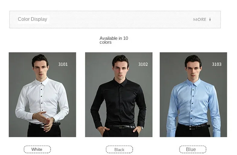 Non-iron, four-way stretch men's long sleeve shirt, silky foreign trade, cross-border amazon, euro men's tops, shirts