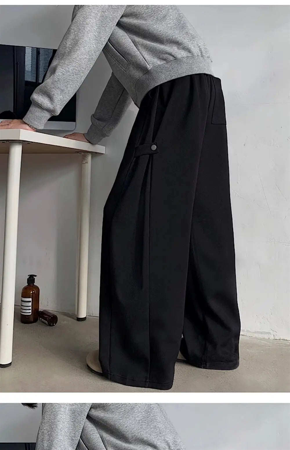 ey Deconstructed Spor Men's Sweatpants Casual Loose Wide Leg Long Trousers American Street Sle Autumn Winter Heavyweight