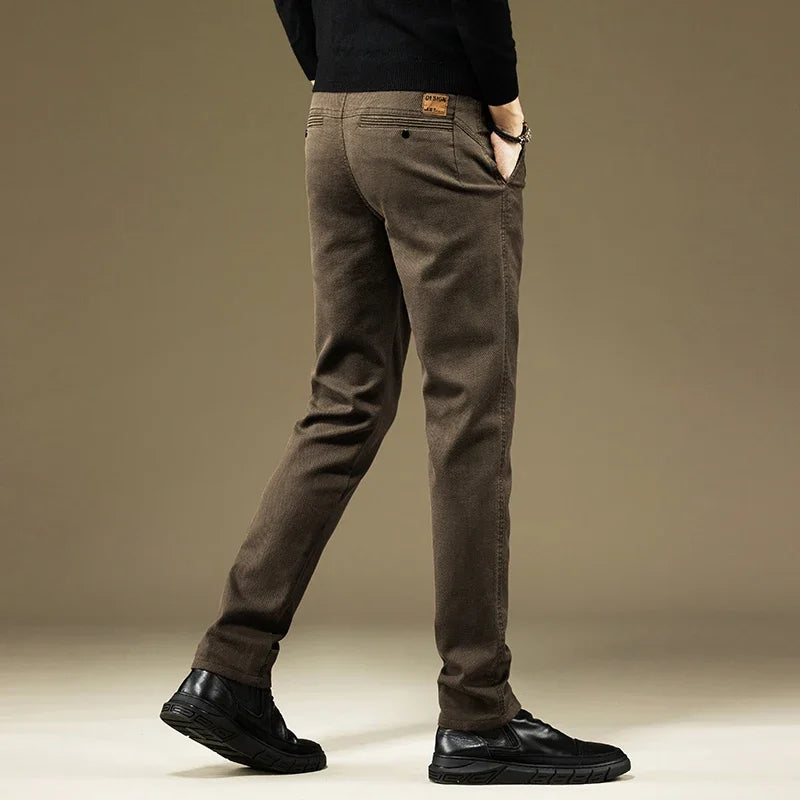 KUBRO Men's Pants Casual Cotton Solid Color Spring Autumn Straight Business Work Pants High Quality Fashion Black Grey Trousers