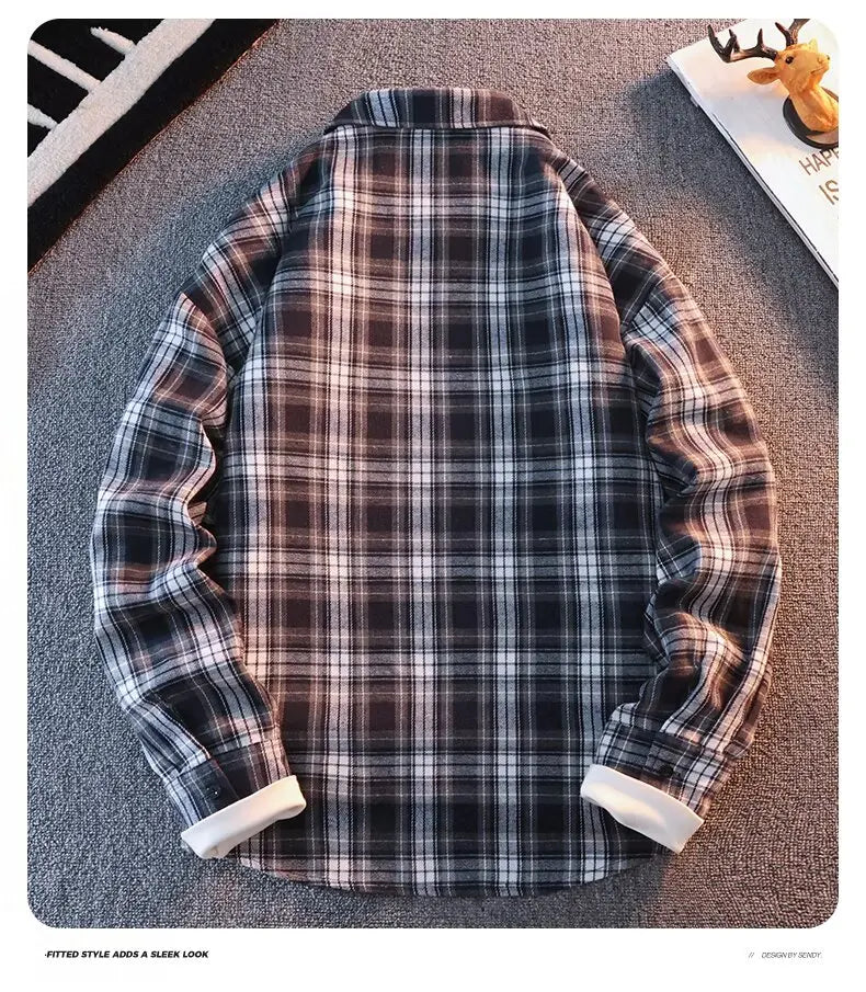 Long Sve Men's irt 2025 Spring New Sle Cool Retro Japanese id Large Size Collar irt Jaet Stand Fit Youth Faion
