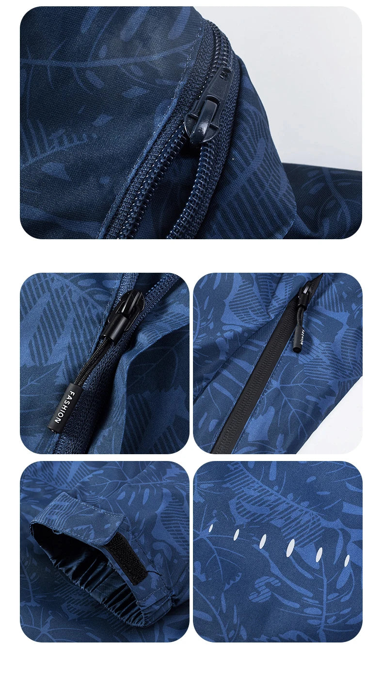 Men's Casual Waterproof Windbreaker Jacket Full Zip Up Hooded Shell Outdoor Hiking Coat For Autumn Plus Size