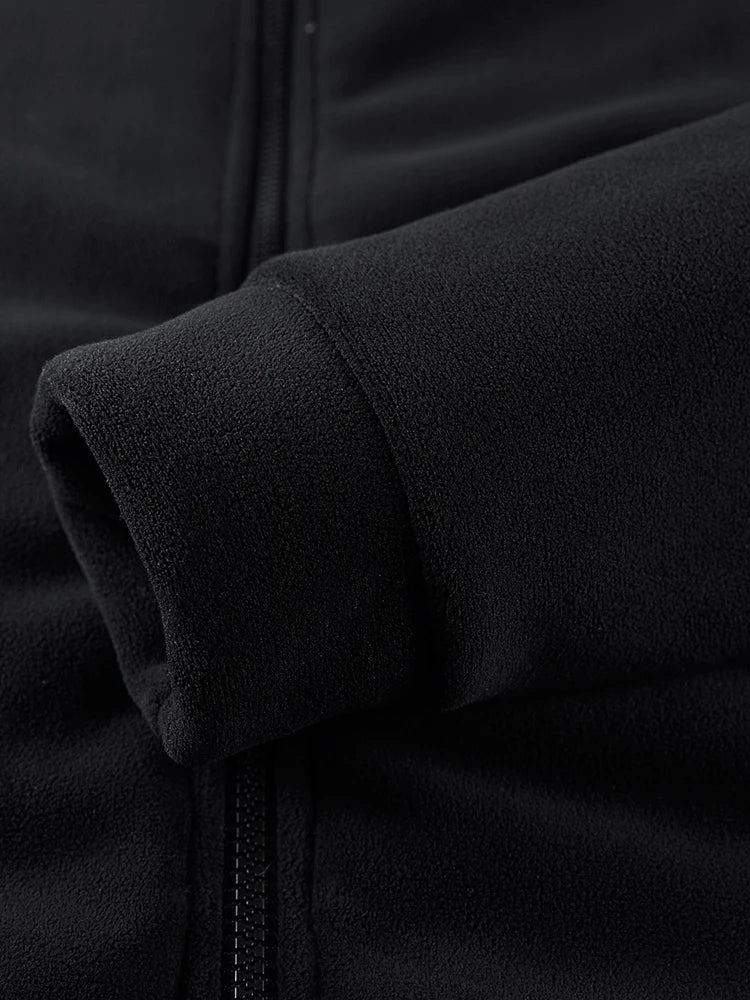 Men's Winter Fleece Jacket with Zip Pockets Classic Style Windproof Thickened Warm Hoody Coat Plus Size 6XL 7XL 8XL