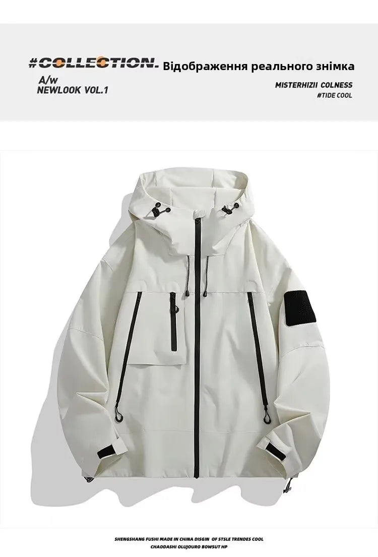 Outdoor Men's Jaet Spring Autumn New Sle Loose Workwear Windproof Waterproof Coat Couple Outerwear Faion Urban Youth