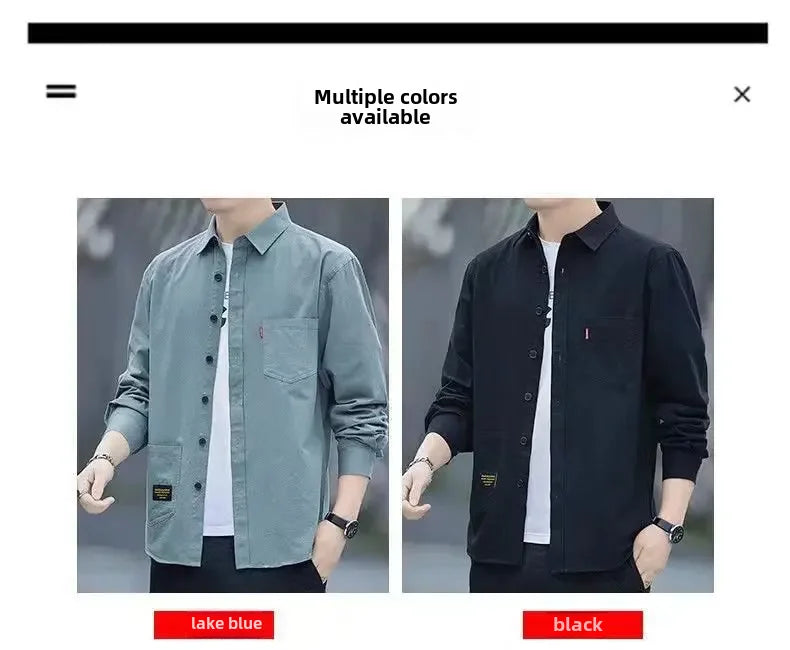 New Loose-fit Casual Men's Long Sleeve Vintage Japanese Shirt Jacket Spring Autumn Shirt Underwear