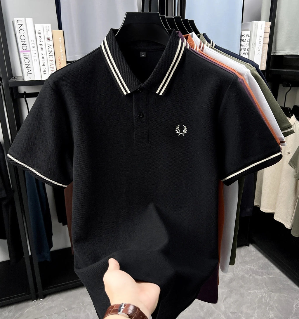 Luxury brand 100% cotton short sleeve men's polo shirt summer high-end fashion classic embroidery business casual golf T-shirt